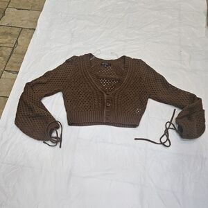Blue Blush Chocolate Brown Knit Cardigan